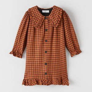 Zara Plaid Bib Collar Dress | 13-14Y